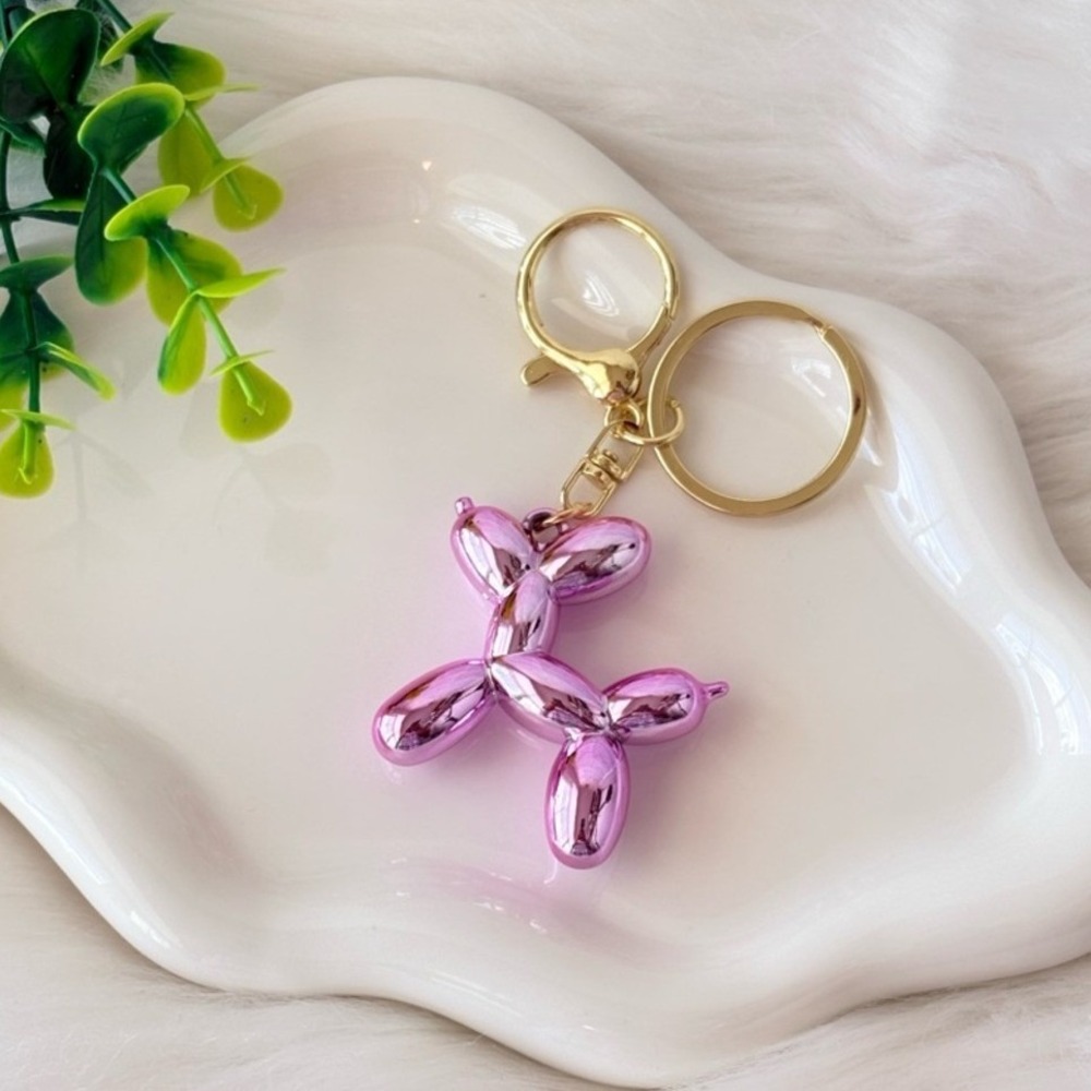 Purple Metallic Balloon‎ Dog Keychain/Bag Charm